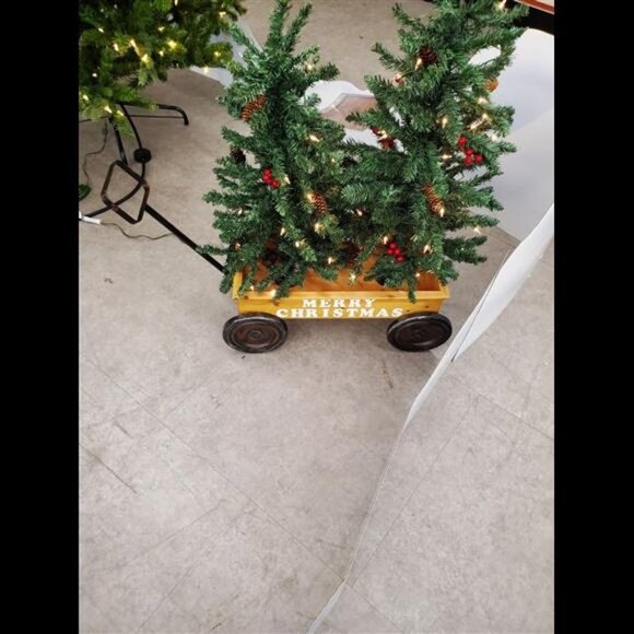 Artificial Christmas Tree Duo in Merry Christmas Wagon - Picture 4 of 5
